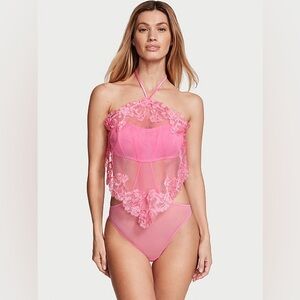 VICTORIA SECERT VERY SEXY SHEER HALTER TEDDY SIZES XS, S PINK (NEW WITH TAGS)